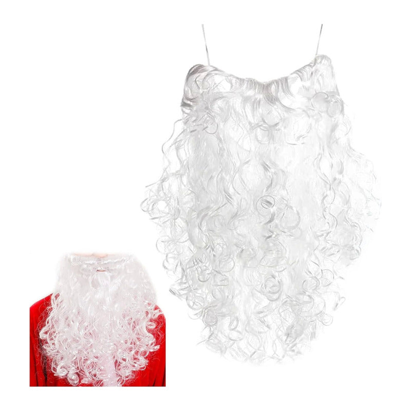Barba Santa Claus Viejito Pascuero Para Navidad Blanco