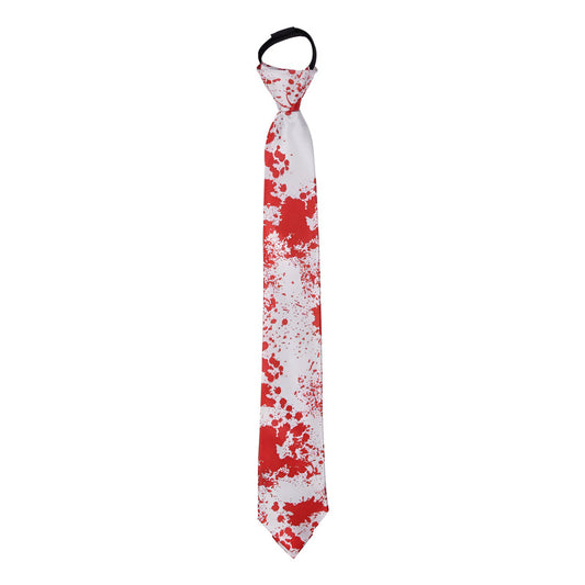 Corbata Sangrienta / Accesorio Disfraz Halloween Blanco-rojo Sangriento 44 Cm Estampado