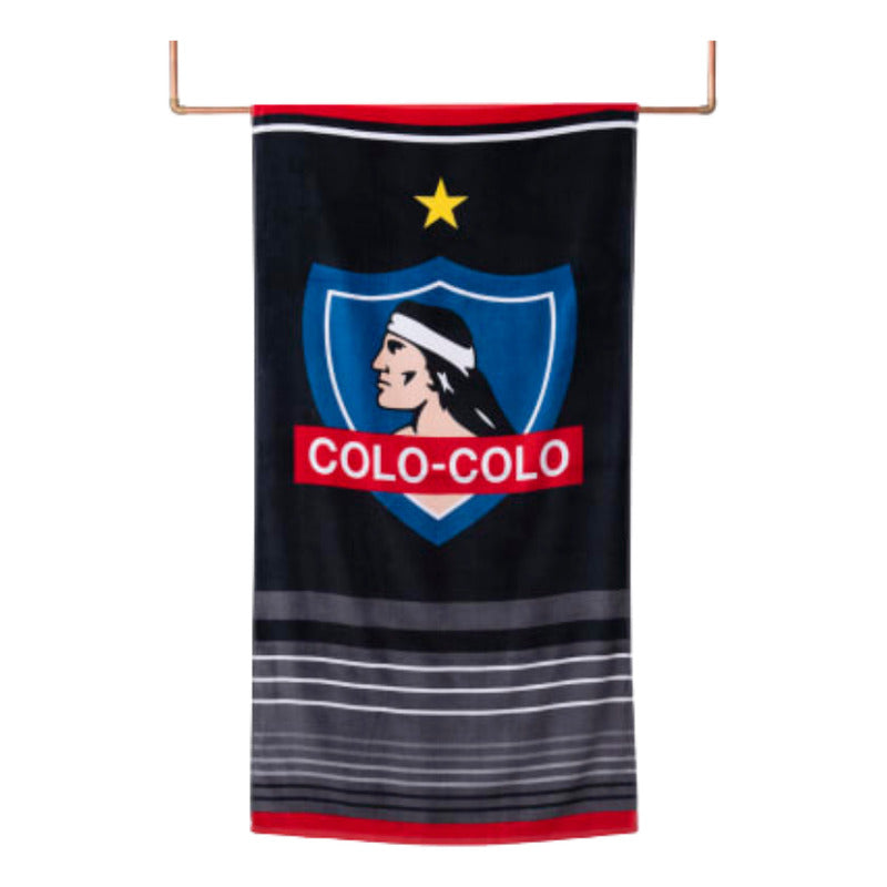 Toalla Playa Algodon C/ Bolso 140x70 Cm Negro Colo Colo Lisa