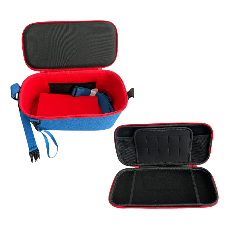 Bolso Maleta Transporte + Estuche Mario Compatible Switch 2 Azul-rojo