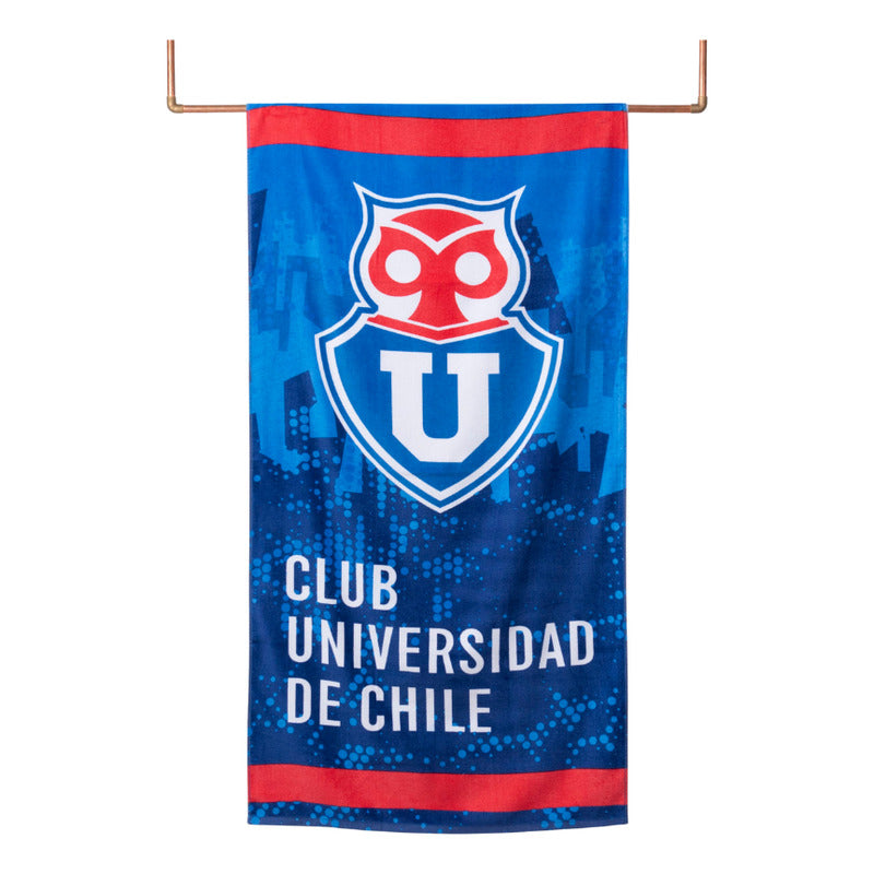 Toalla Playa Algodon C/ Bolso 140x70 Cm Azul Club Universidad De Chile