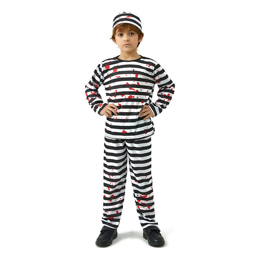 Disfraz Preso Sangriento Niño Cosplay Halloween Negro-blanco 5-6