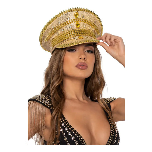 Gorro Capitana Brillos Glitter Fiestas Dorado