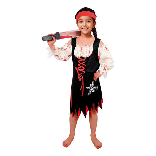 Disfraz De Pirata Niño/niña Cosplay Negro-blanco Niña 5-6