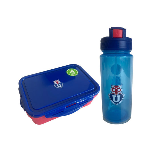 Set Hermetico+botella Escolar Colacion Colo-colo/u De Chile