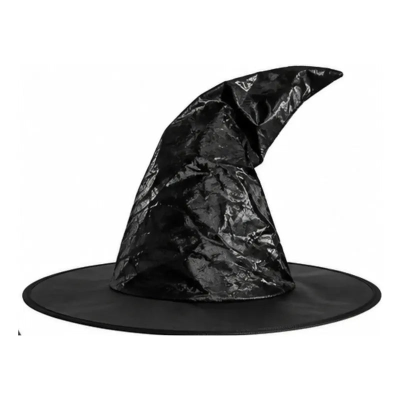 Set Disfraz Bruja   Sombrero Y Peluca Larga Halloween Negro Standar