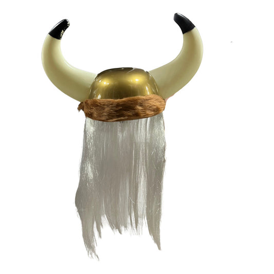 Gorro Sombrero Vikingo Con Peluca Accesorio Cosplay Dorado-cafe Standar Lisa