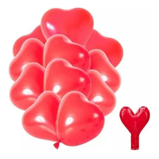 Pack 12 Uds Globos Decorativos De Látex Con Forma De Corazón Rojo Corazón