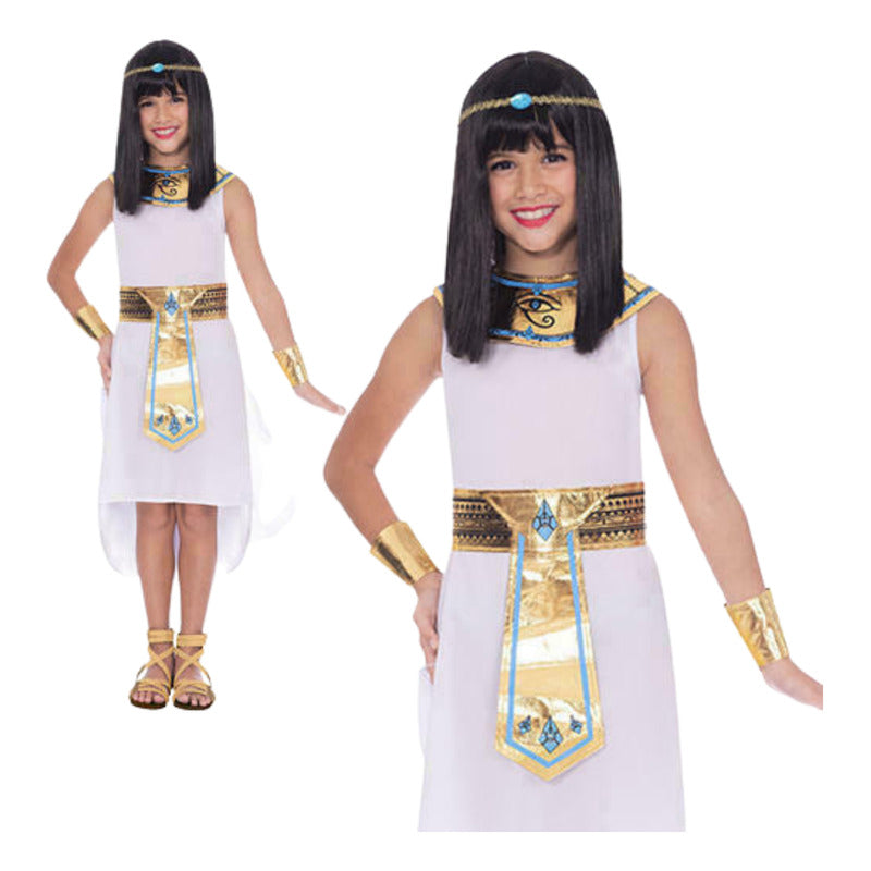 Disfraz Niña Princesa Egipcia Cleopatra Cosplay Halloween Blanco 5-6