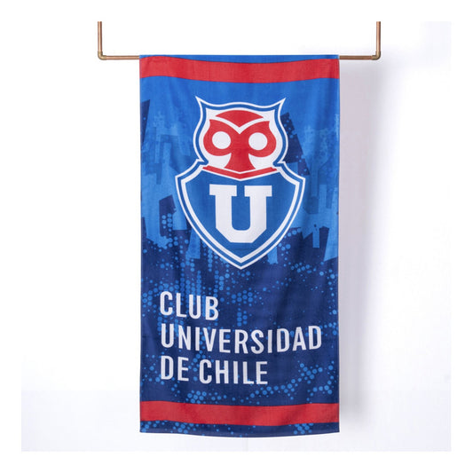 Toalla Playa Algodón 70x140cm Azul U De Chile Con Bolso 42x33cm Club Universidad De Chile