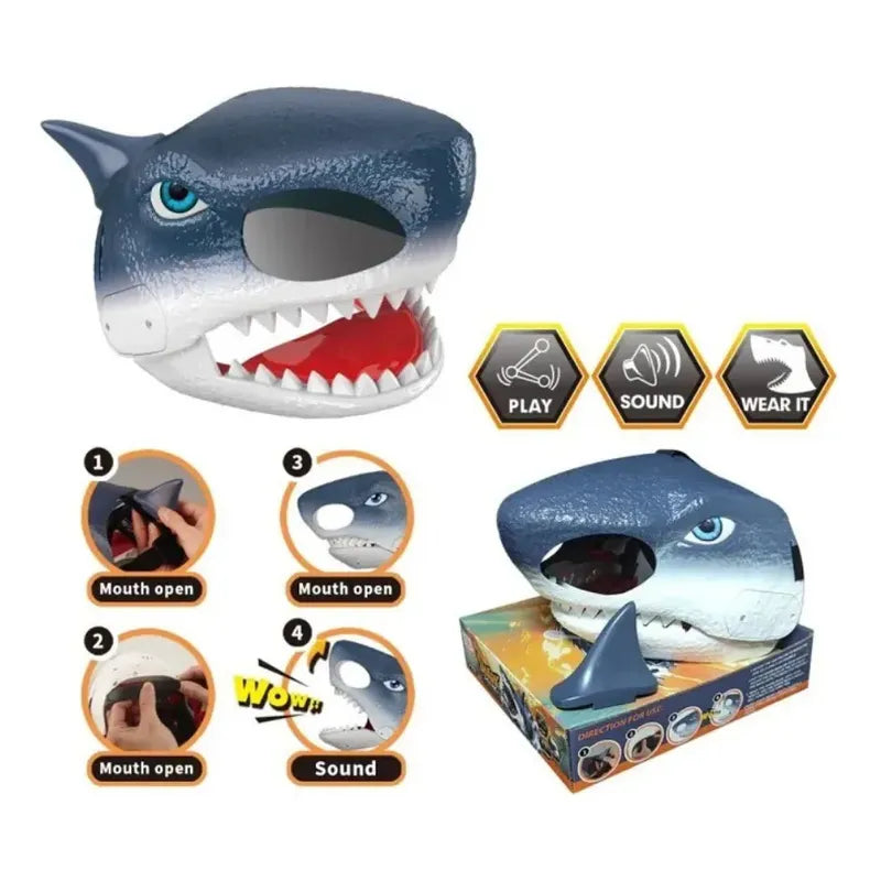 Mascara De Tiburon Para Niños Con Sonido Realista Azul Acero Tiburón