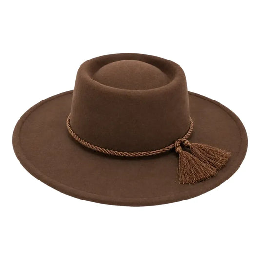 Sombrero Huaso Elegante Fiestas Patrias Hombre Marrón 58cm Lisa