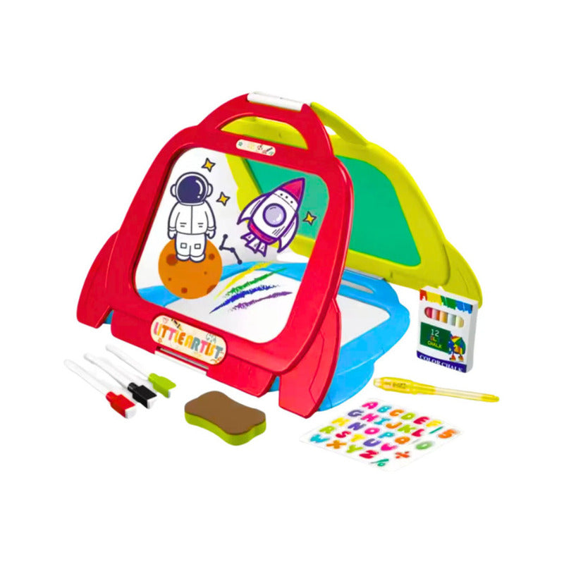 Pizarra Didáctica Tablero Magnético 4 En 1 Para Niños Multicolor