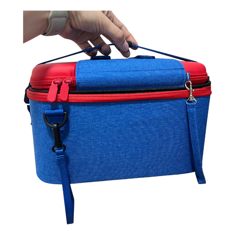 Bolso Maleta Transporte + Estuche Mario Compatible Switch 2 Azul-rojo