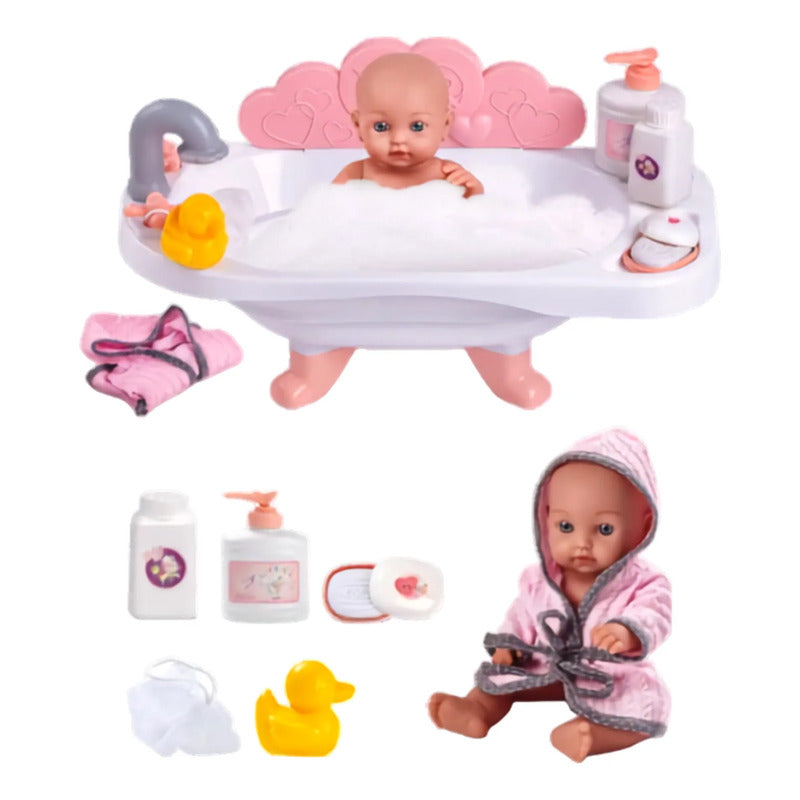 Muñeca Con Tina Y Accesorios De Baño