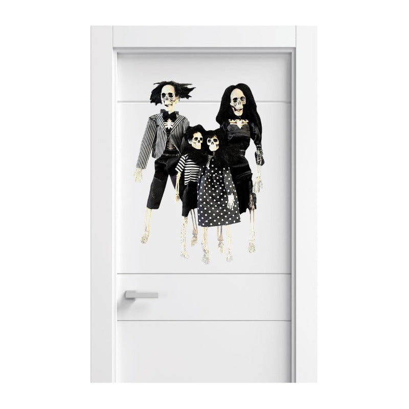 Familia Esqueleto Figura Decoracion Halloween Blanco-negro