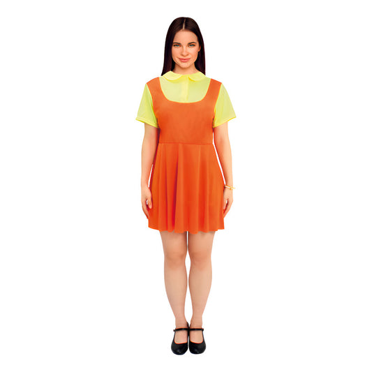 Disfraz Muñeca Juego Luz Roja Luz Verde Mujer Naranja Xl