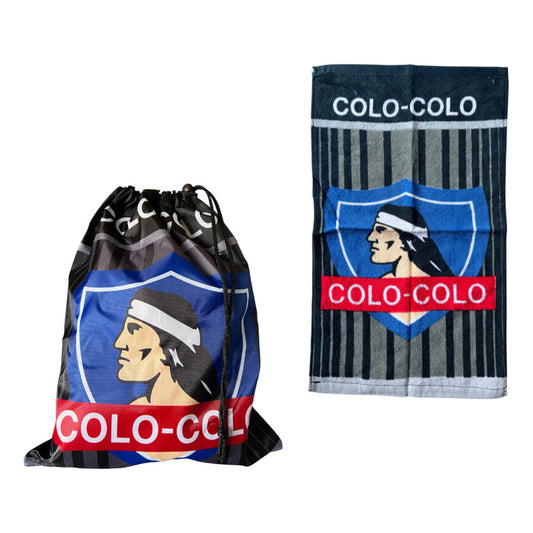 Bolsa De Genero Para Niños Párvulo + Toalla De Mano Algodon Negro Colo-colo