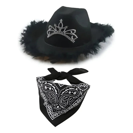Sombrero Vaquero + Pañaleta Accesorio Concierto Cosplay Color Negro
