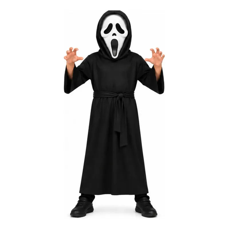 Disfraz Scream Scary Movie Túnica Y Máscara Niño Halloween Negro 10-12