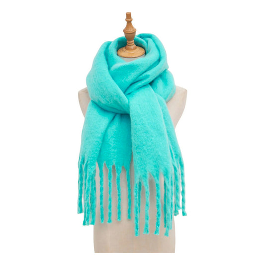 Bufanda Maxi Alpaca Unicolor Turquesa Liso Standar