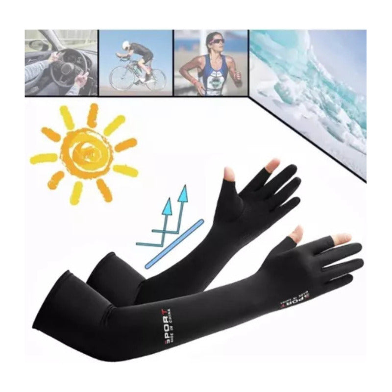 Mangas Cubre Brazos Protección Solar Deportes Dedos Completo