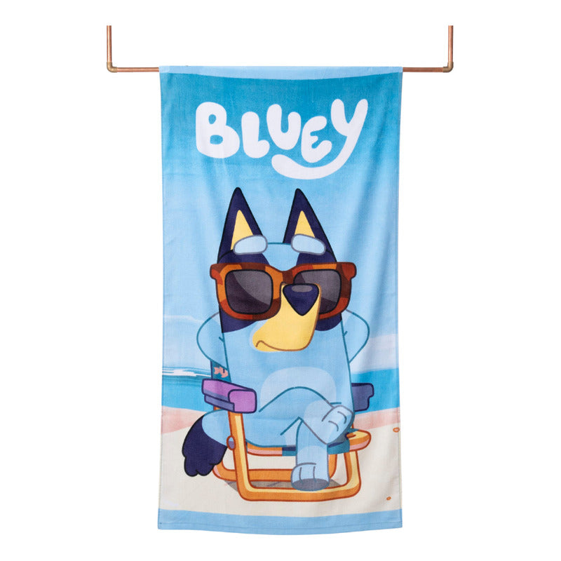 Toalla Playa Algodon C/ Bolso 140x70 Cm Celeste Bluey Lisa
