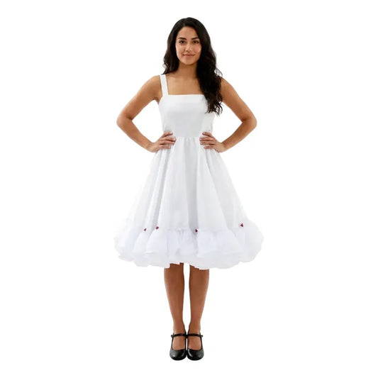 Falso Vestido Competencia Mujer Fechas Patrias Blanco Liso S