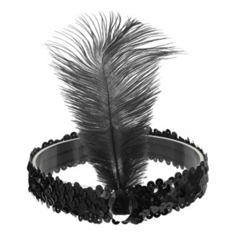Set Disfraz Charleston Cintillo+ Collar + Boquilla + Guantes Negro Standar