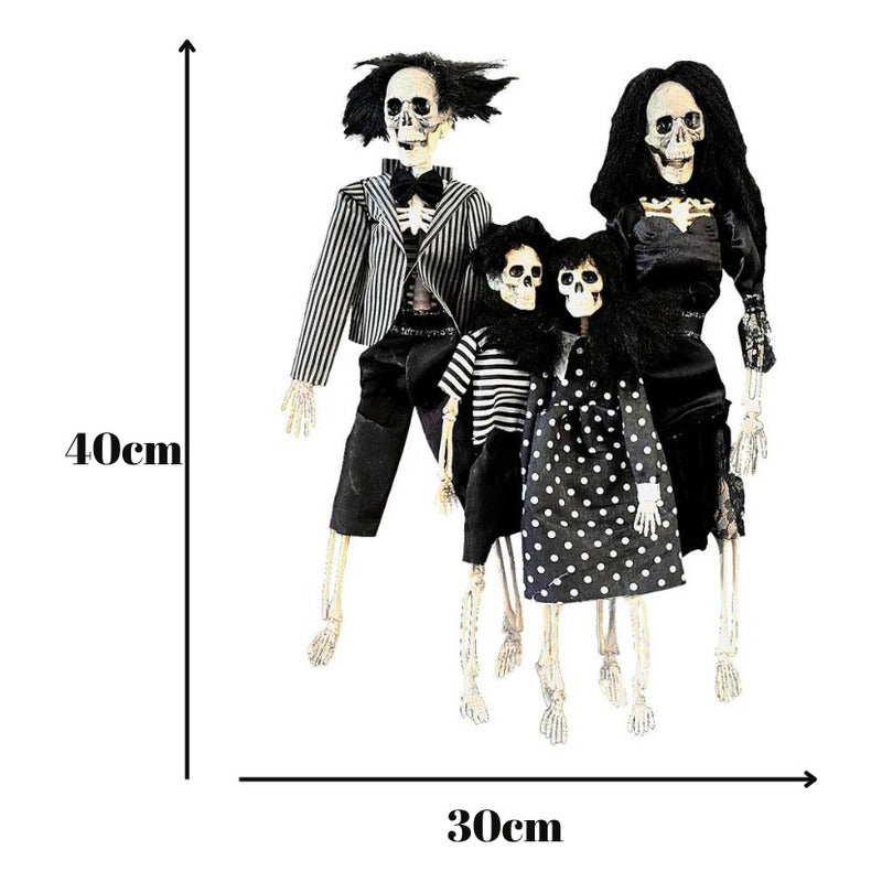 Familia Esqueleto Figura Decoracion Halloween Blanco-negro