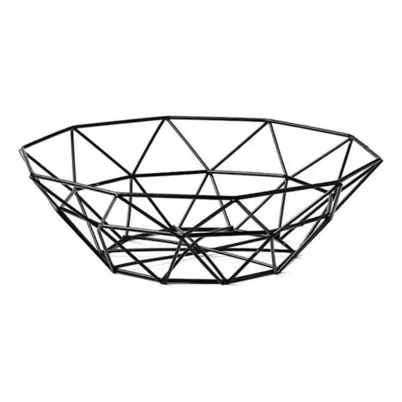 Cesta De Frutas Verduras Centro De Mesa Cocina Reja Amplia Negro