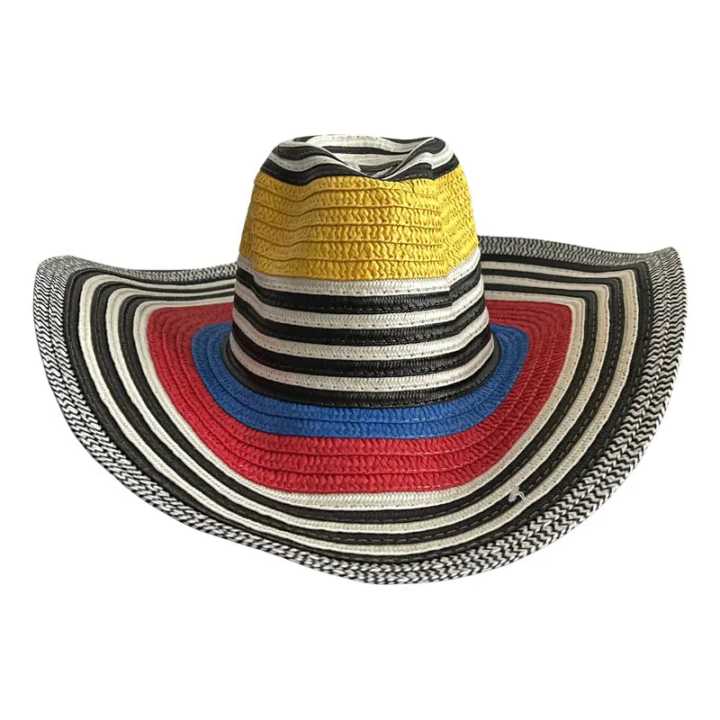 Sombrero Colombiano Vueltiao Tricolor Rayas/gruesas 60cm Rayas