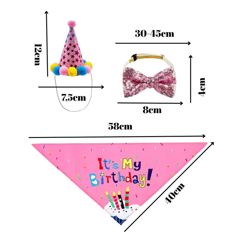 Set Decoración Cumpleaños Kit Cotillon Perros Gatos Mascotas Rosa