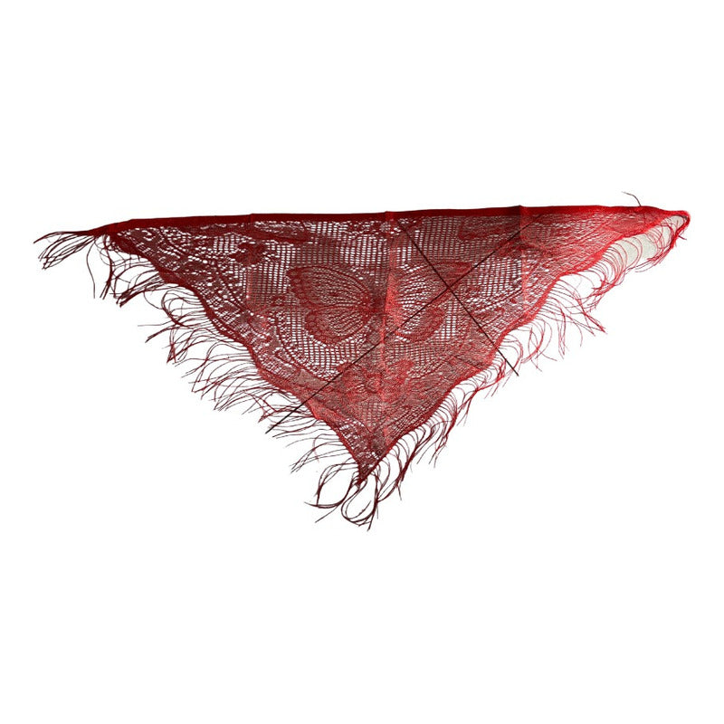 Puntilla Chal Rojo Para Baile Chilote De Mujer Con Flecos Hilo 1.50x90cm