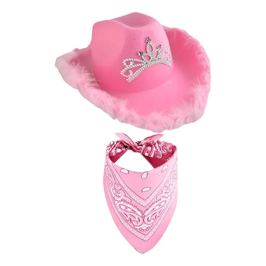 Set De Sombrero Y Bandana Vaquera Rosa Para Adultos