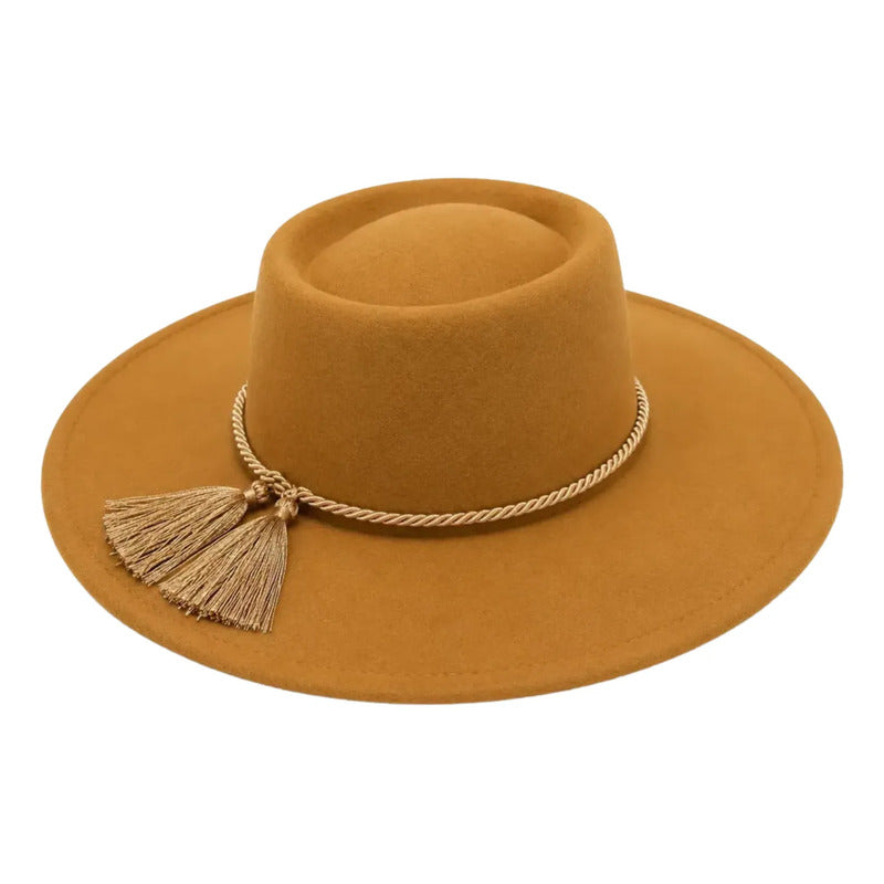 Sombrero Huaso Elegante Fiestas Patrias Adulto Café 58cm Lisa