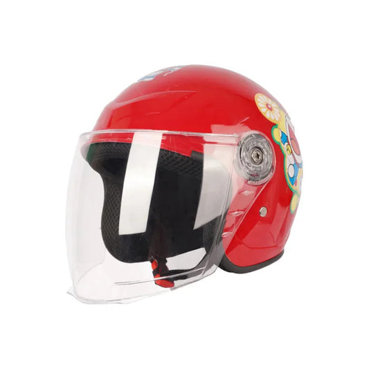 Casco De Moto Para Niños Rojo Lisa Brillante S