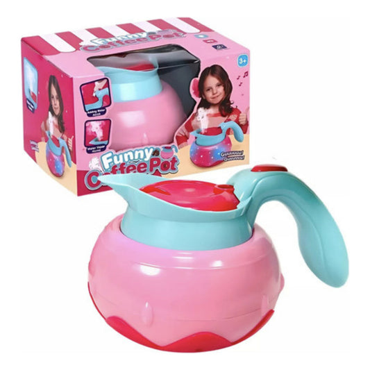 Cafetera Tetera De Juguete Con Luz Sonido Vapor Rosa-celeste