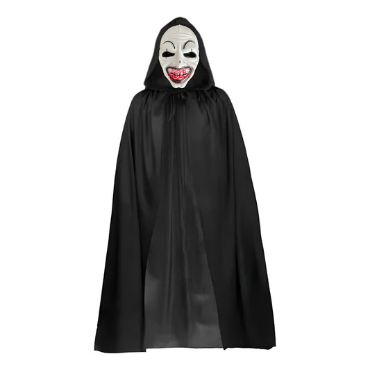 Set Disfraz Terrifier Adulto Capa + Mascara Halloween Negro 140cm