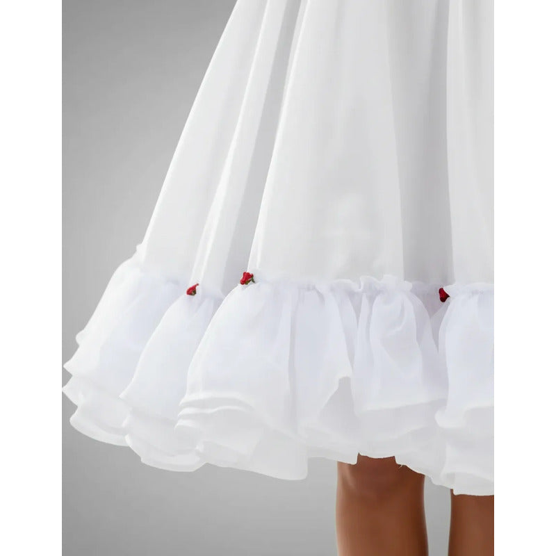 Falso Vestido Profesional  Mujer Fechas Patrias Blanco Lisa S