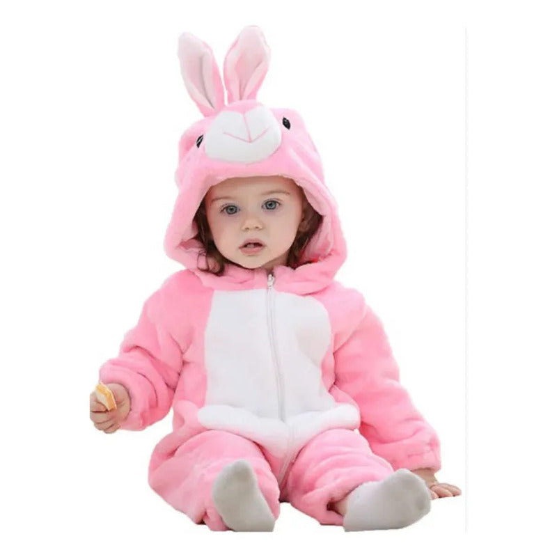 Pijama Y Disfraz Enterito Polar Bebes Rosa Conejo 80