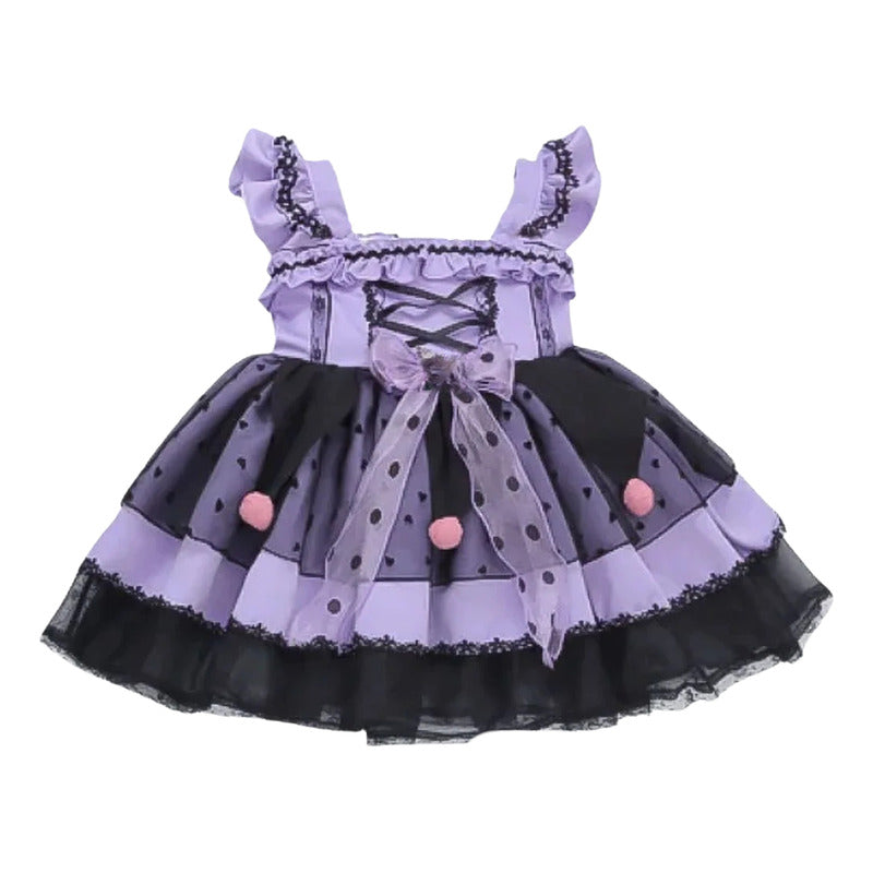 Disfraz De Kuromi Niña Cosplay Violeta-negro 10-12