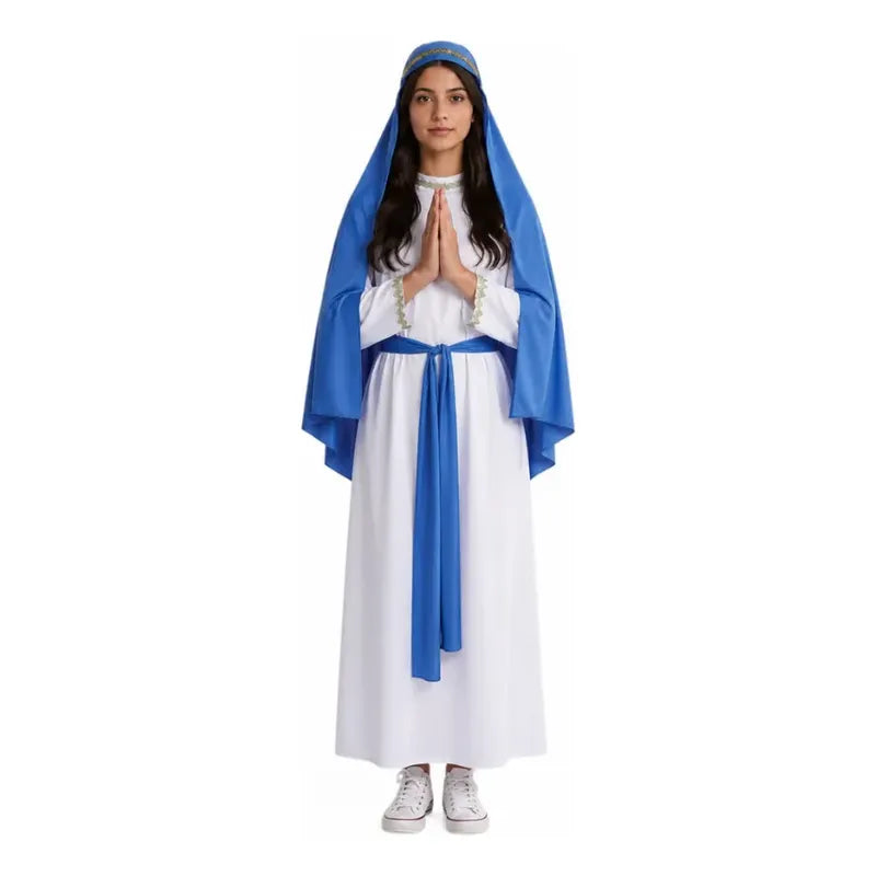 Disfraz Religioso Virgen Maria Mujer Cosplay Celeste M
