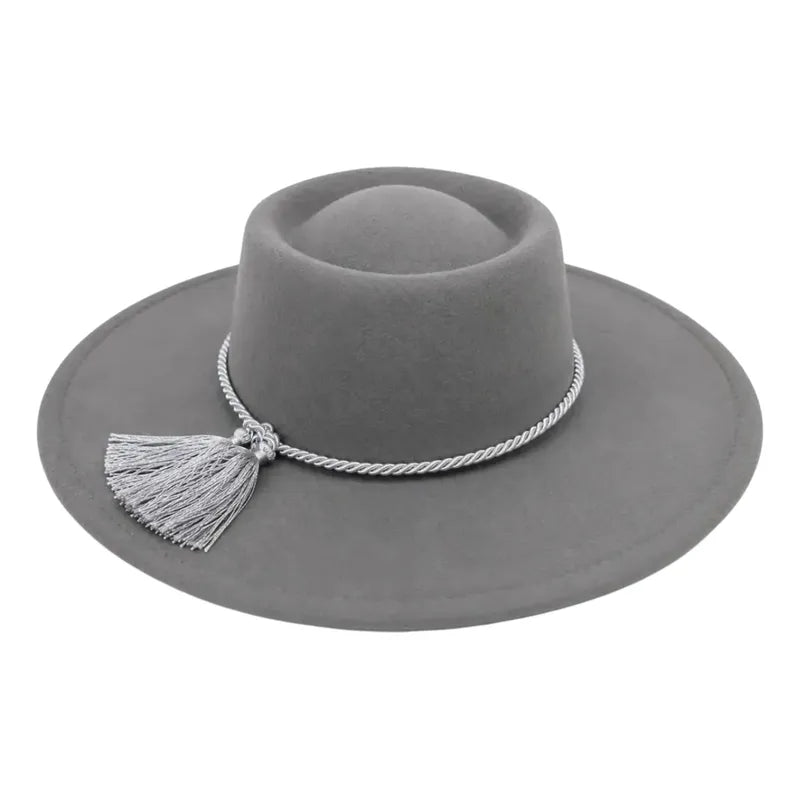 Sombrero Huaso Elegante Fiestas Patrias Adulto Gris 58cm Lisa