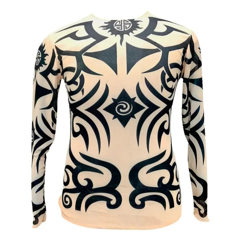 Polera Color Piel Con Tatuajes  Para Baile Típico Pascuense Piel Adulto Standar