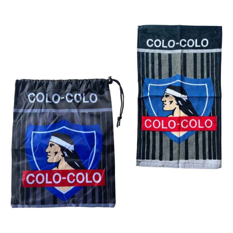 Bolsa De Genero Para Niños Párvulo + Toalla De Mano Algodon Negro Colo-colo