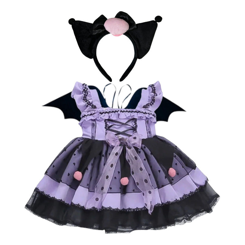 Disfraz De Kuromi Niña Cosplay Violeta-negro 10-12