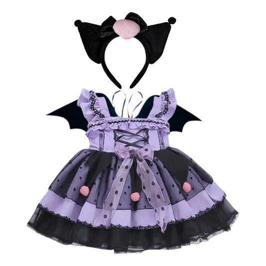 Disfraz De Kuromi Niña Cosplay Violeta-negro 10-12