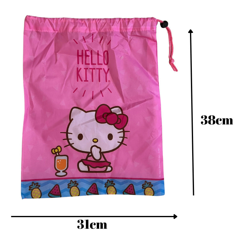 Bolsa De Genero Para Niños Párvulo + Toalla De Mano Algodon Rosa Hello Kitty