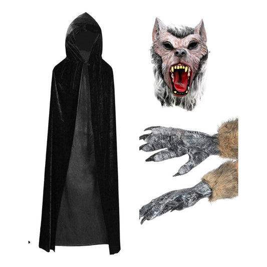 Disfraz De Lobo Capa Mascara Y Guantes Adulto